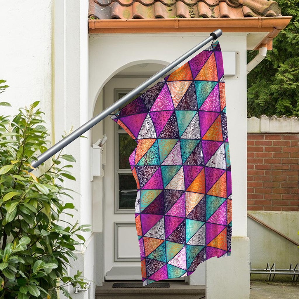 Triangle Bohemian Mandala Pattern Print Polyester Flag