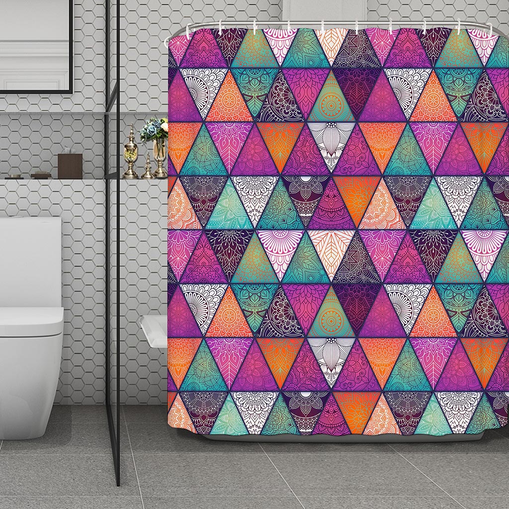 Triangle Bohemian Mandala Pattern Print Polyester Shower Curtain