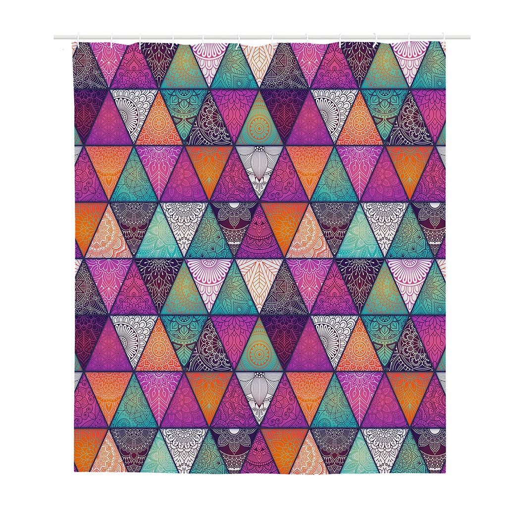 Triangle Bohemian Mandala Pattern Print Polyester Shower Curtain