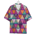 Triangle Bohemian Mandala Pattern Print Rayon Hawaiian Shirt