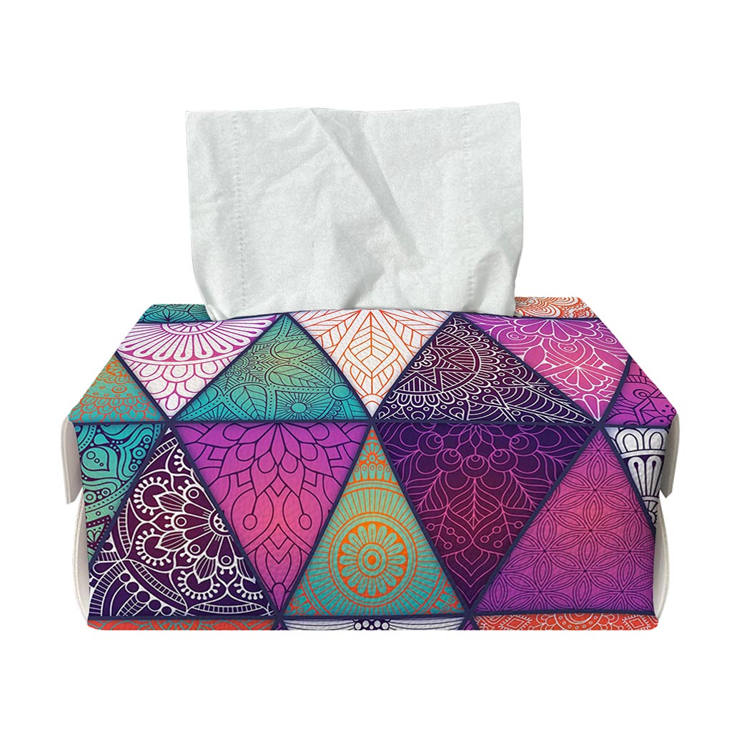 Triangle Bohemian Mandala Pattern Print Rectangle Tissue Box Cover