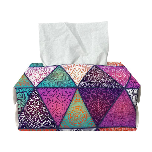Triangle Bohemian Mandala Pattern Print Rectangle Tissue Box Cover