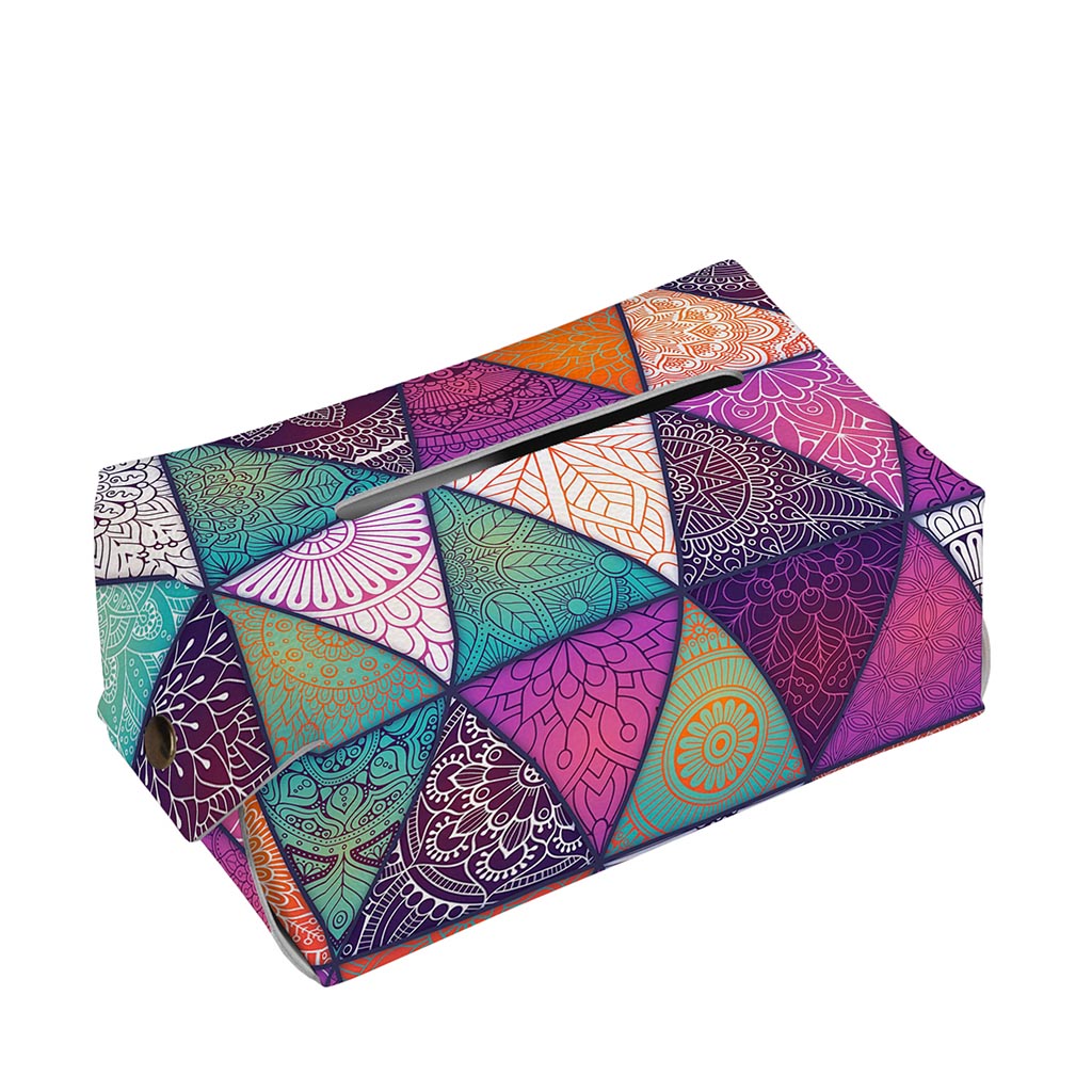 Triangle Bohemian Mandala Pattern Print Rectangle Tissue Box Cover