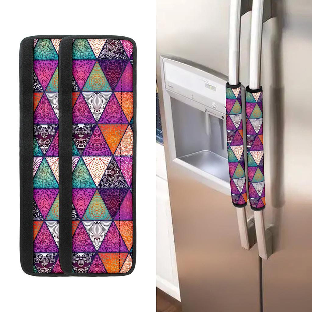 Triangle Bohemian Mandala Pattern Print Refrigerator Handle Covers