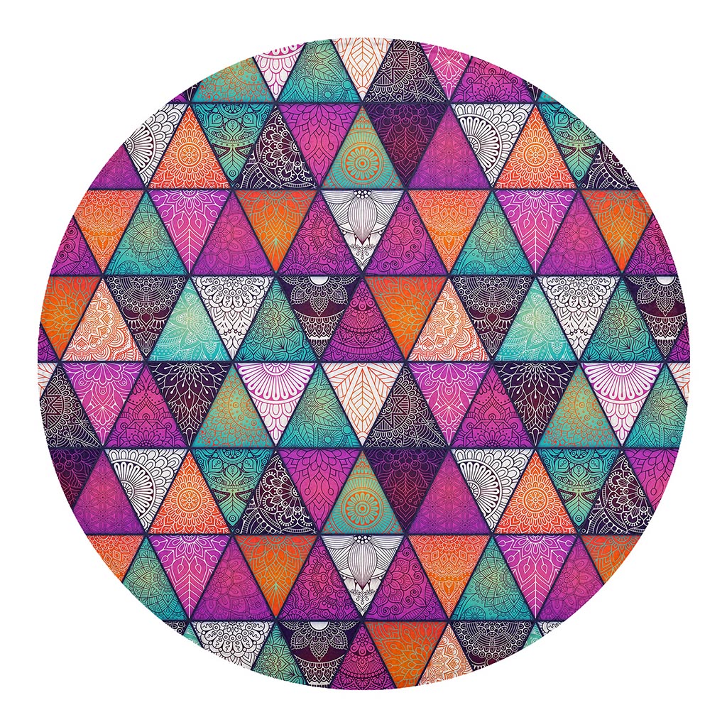 Triangle Bohemian Mandala Pattern Print Round Blanket