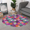 Triangle Bohemian Mandala Pattern Print Round Rug
