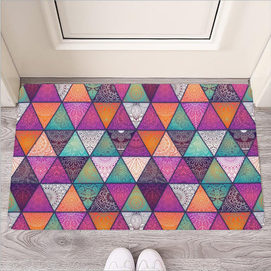 Triangle Bohemian Mandala Pattern Print Rubber Doormat