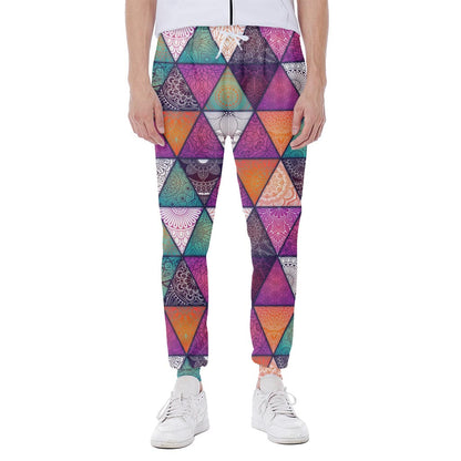 Triangle Bohemian Mandala Pattern Print Scuba Joggers