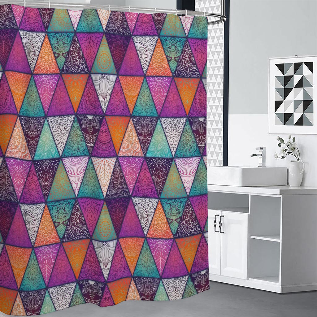 Triangle Bohemian Mandala Pattern Print Shower Curtain