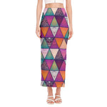 Triangle Bohemian Mandala Pattern Print Side Slit Maxi Skirt