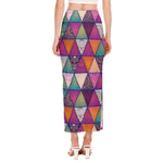 Triangle Bohemian Mandala Pattern Print Side Slit Maxi Skirt