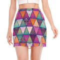 Triangle Bohemian Mandala Pattern Print Side Slit Mini Skirt
