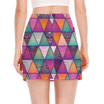 Triangle Bohemian Mandala Pattern Print Side Slit Mini Skirt