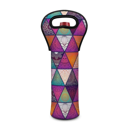 Triangle Bohemian Mandala Pattern Print Single Neoprene Wine Tote