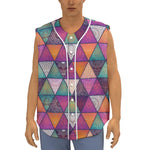 Triangle Bohemian Mandala Pattern Print Sleeveless Baseball Jersey