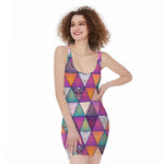 Triangle Bohemian Mandala Pattern Print Sleeveless Bodycon Dress