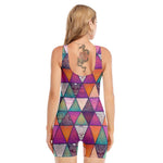 Triangle Bohemian Mandala Pattern Print Sleeveless One Piece Swimsuit