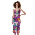 Triangle Bohemian Mandala Pattern Print Slim Fit Midi Cami Dress