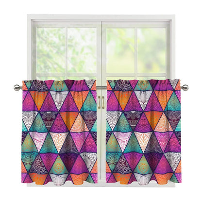 Triangle Bohemian Mandala Pattern Print Tier Curtains