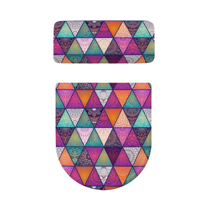 Triangle Bohemian Mandala Pattern Print Toilet Lid And Tank Cover Set