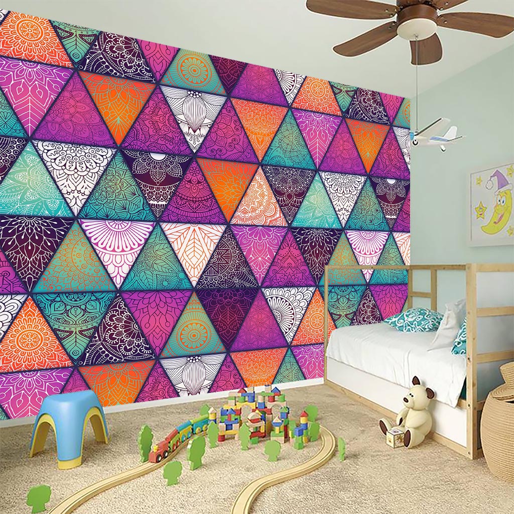 Triangle Bohemian Mandala Pattern Print Wall Sticker