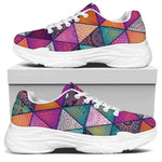 Triangle Bohemian Mandala Pattern Print White Chunky Shoes