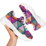 Triangle Bohemian Mandala Pattern Print White Chunky Shoes