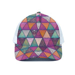 Triangle Bohemian Mandala Pattern Print White Mesh Trucker Cap