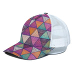 Triangle Bohemian Mandala Pattern Print White Mesh Trucker Cap