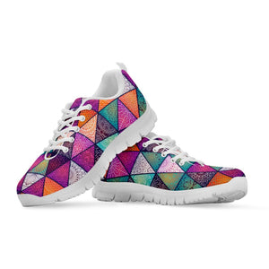 Triangle Bohemian Mandala Pattern Print White Running Shoes