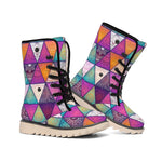 Triangle Bohemian Mandala Pattern Print Winter Boots