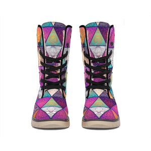 Triangle Bohemian Mandala Pattern Print Winter Boots