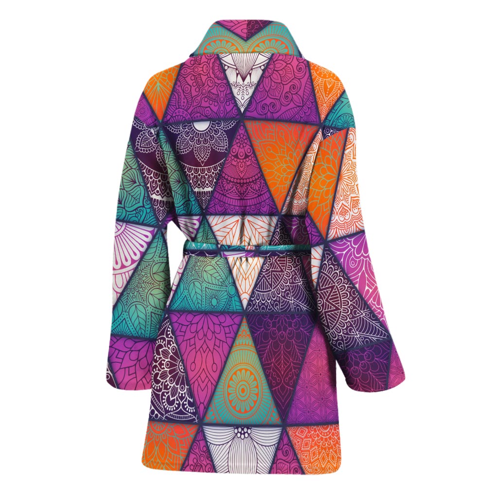 Triangle Bohemian Mandala Pattern Print Women's Bathrobe