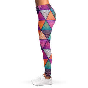 Triangle Bohemian Mandala Pattern Print Women's Leggings
