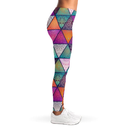 Triangle Bohemian Mandala Pattern Print Women's Leggings
