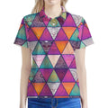 Triangle Bohemian Mandala Pattern Print Women's Polo Shirt