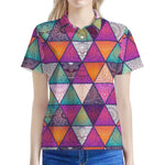 Triangle Bohemian Mandala Pattern Print Women's Polo Shirt