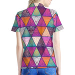 Triangle Bohemian Mandala Pattern Print Women's Polo Shirt