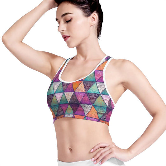 Triangle Bohemian Mandala Pattern Print Women's Sports Bra