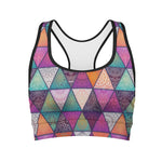 Triangle Bohemian Mandala Pattern Print Women's Sports Bra