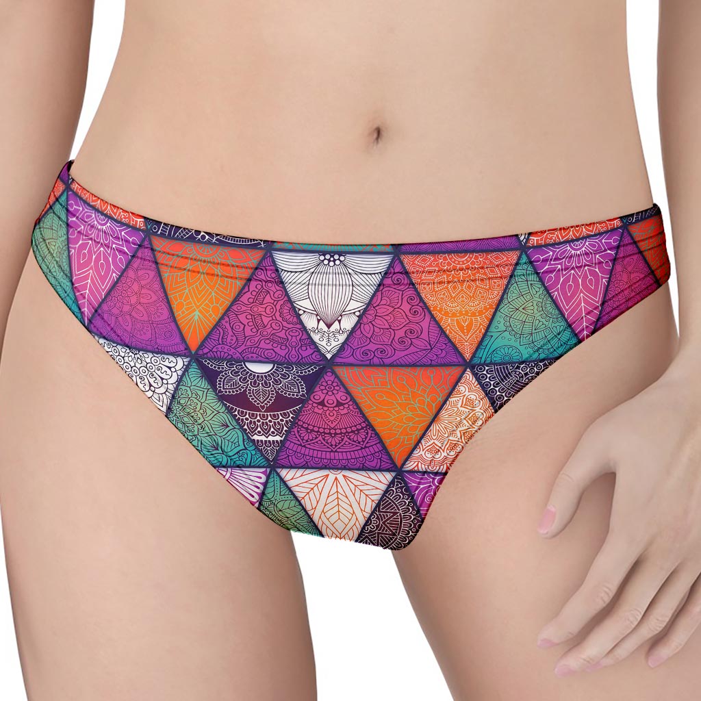 Triangle Bohemian Mandala Pattern Print Women's Thong