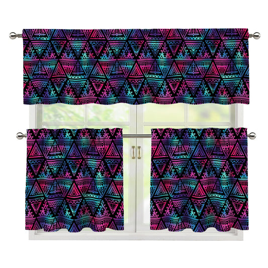 Triangle Ethnic Navajo Pattern Print 3 Piece Kitchen Curtains