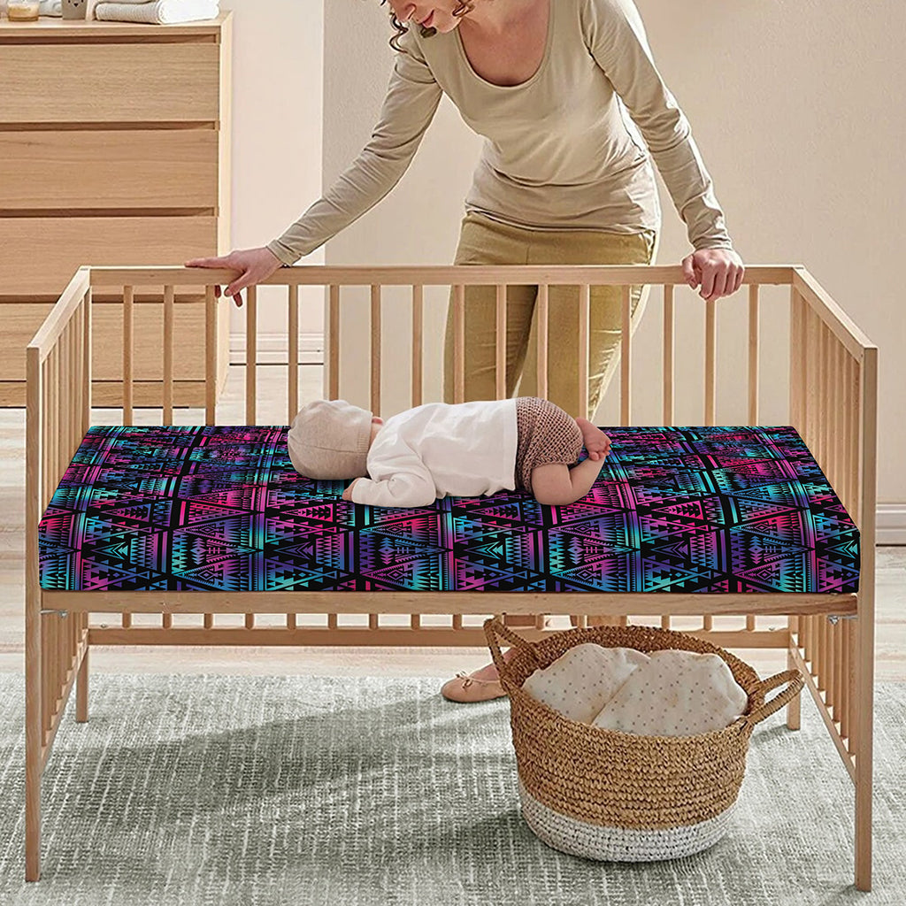 Triangle Ethnic Navajo Pattern Print Baby Crib Sheet