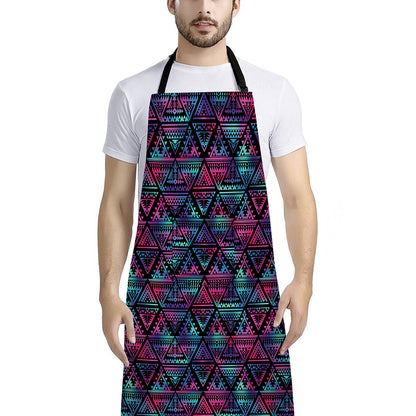 Triangle Ethnic Navajo Pattern Print Bib Apron With Pocket