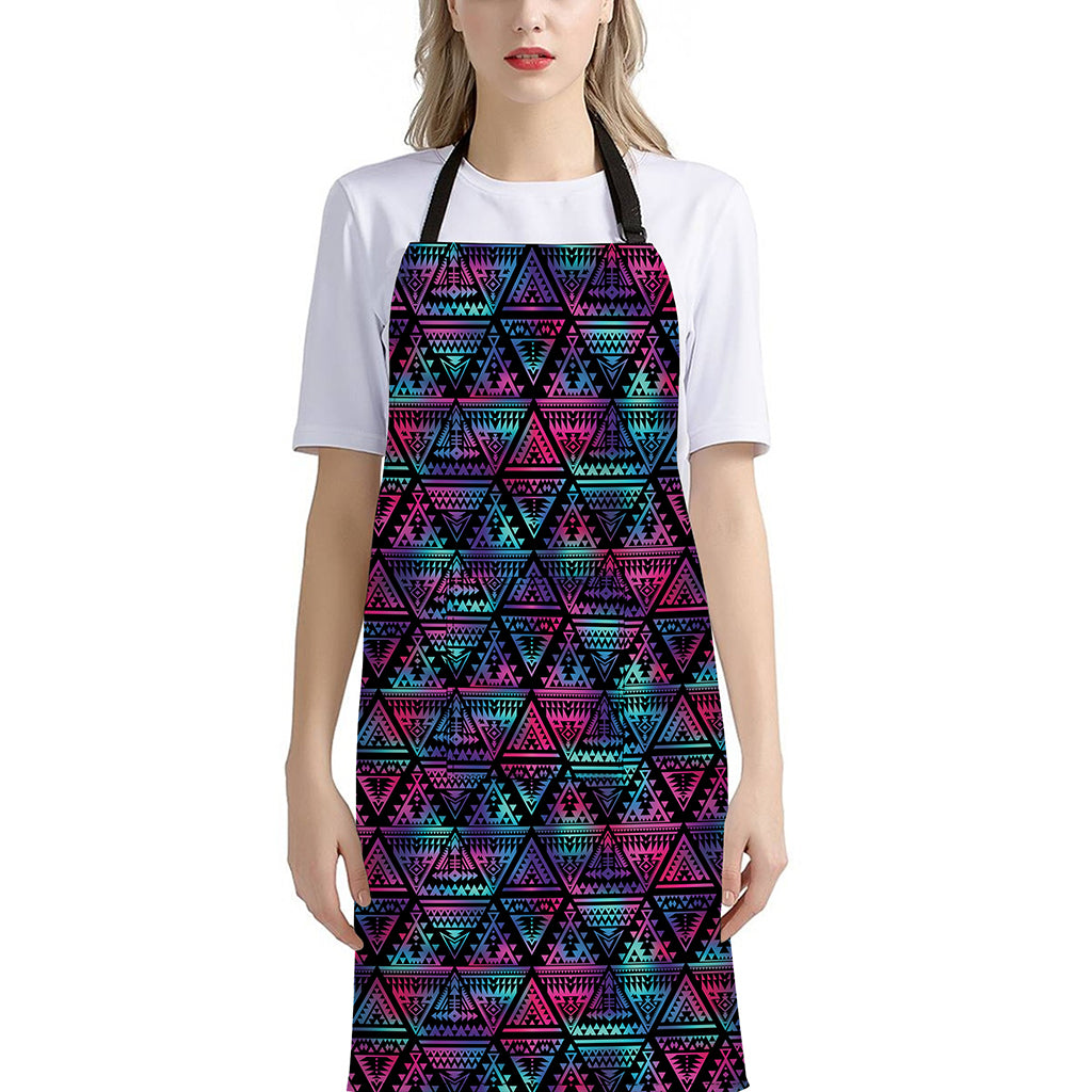 Triangle Ethnic Navajo Pattern Print Bib Apron With Pocket