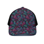 Triangle Ethnic Navajo Pattern Print Black Mesh Trucker Cap