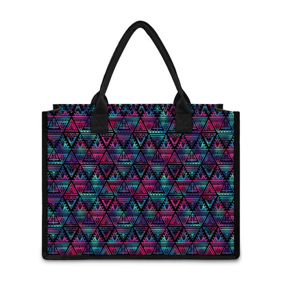 Triangle Ethnic Navajo Pattern Print Canvas Tote Bag