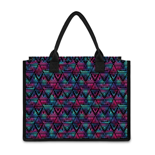 Triangle Ethnic Navajo Pattern Print Canvas Tote Bag