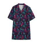 Triangle Ethnic Navajo Pattern Print Cotton Hawaiian Shirt