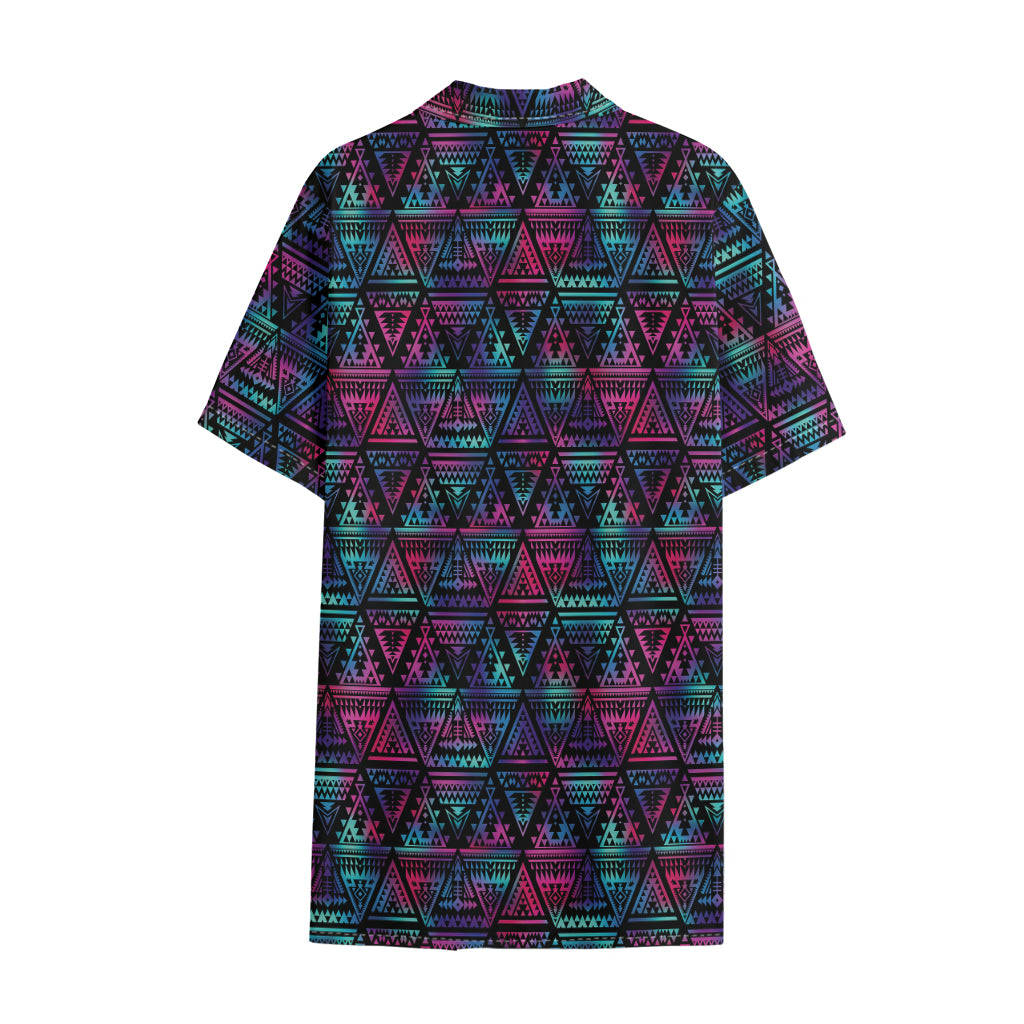 Triangle Ethnic Navajo Pattern Print Cotton Hawaiian Shirt